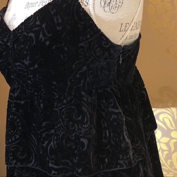 INC Black Velvet Ruffle Blouse Size 8 - Picture 4 of 7